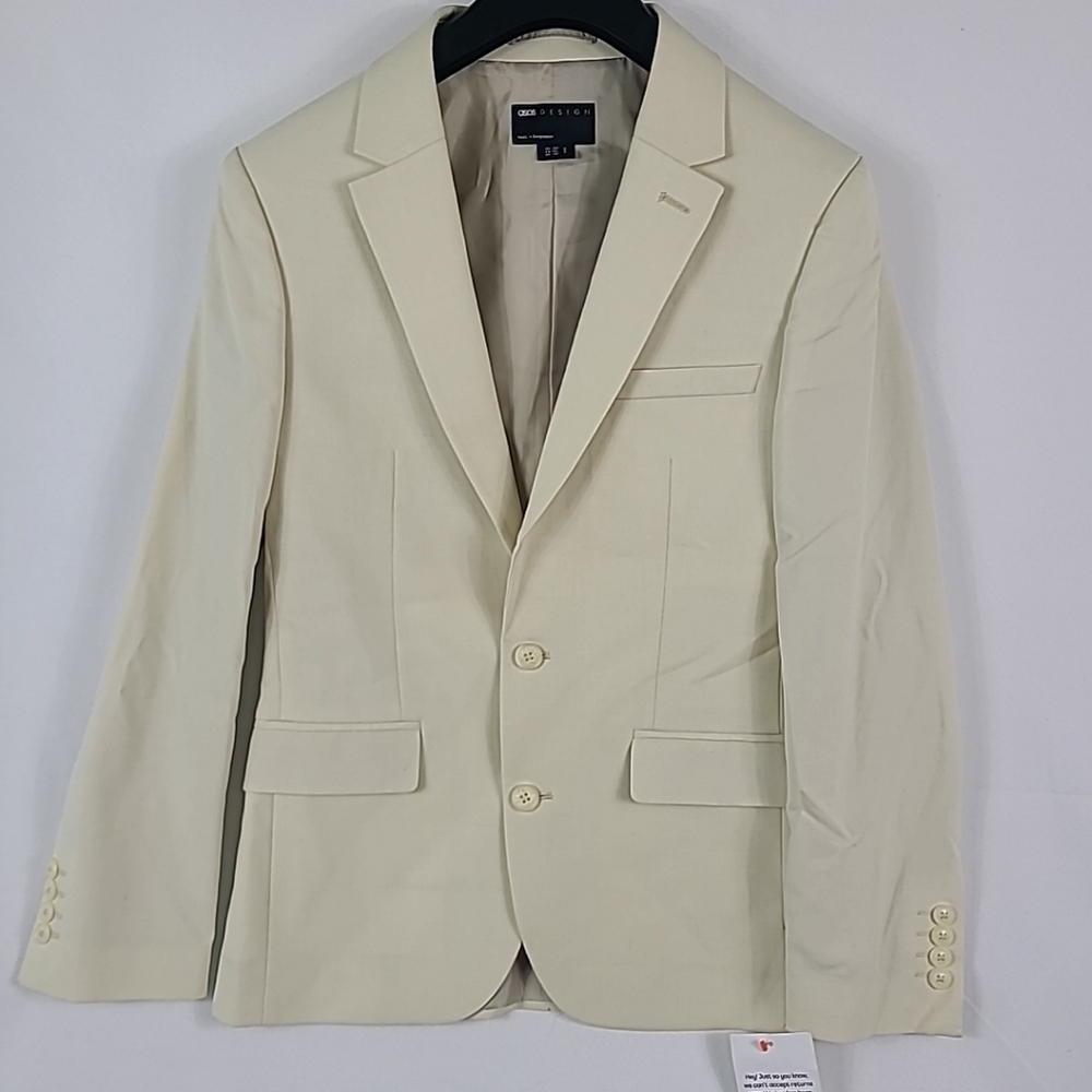 NWT ASOS Design Men's Slim Suit Jacket Blazer in Stone Cream Sz Cheat 36 Short